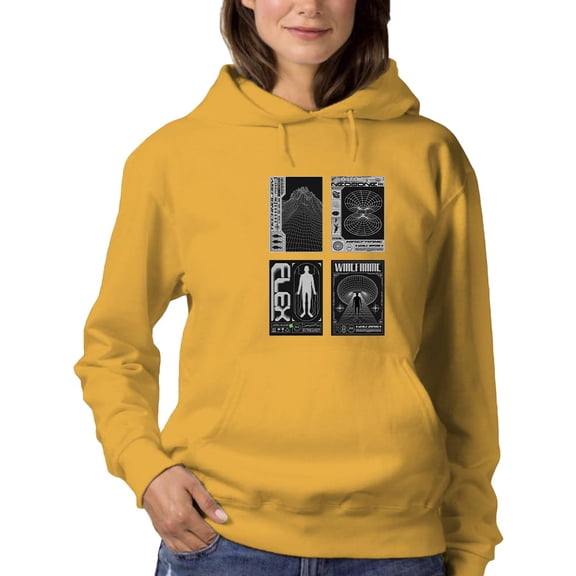 Modern Trendy Techno Prints Hoodie Women -Image by Shutterstock, Female x-Large
