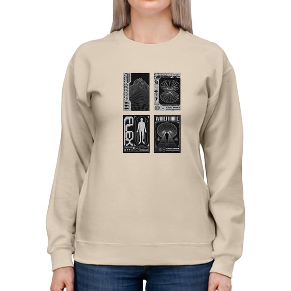 Modern Trendy Techno Prints Sweatshirt Women -Image by Shutterstock, Female Medium