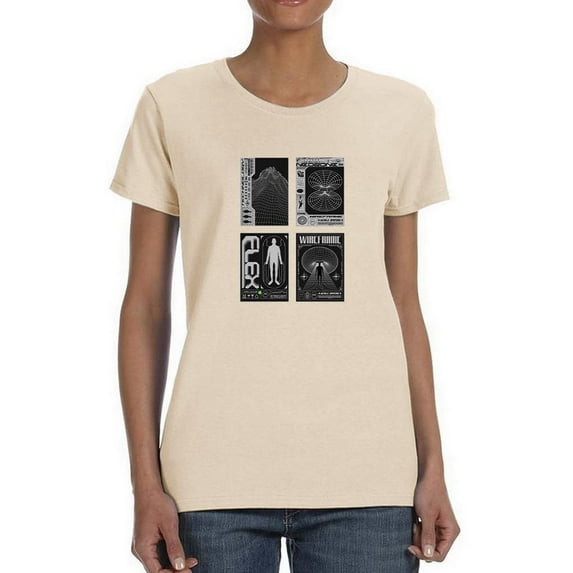 Modern Trendy Techno Prints T-Shirt Women -Image by Shutterstock, Female 4X-Large