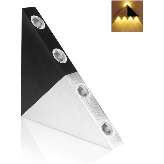 Modern Triangle LED Wall Sconce Light, 5W Up Down Wall Lamp, Aluminum Decorative Ceiling Light Fixture Indoor for Living Room Bathroom Bedroom Hallway, AC85-265V,3000k