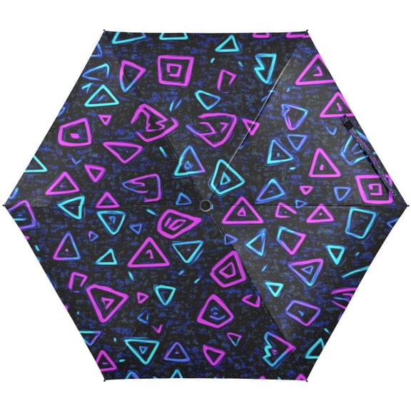 Modern Triangles Neon Pattern Umbrellas for Sun Auto Open Close UV50+ Waterproof 5-Fold Compact Fiberglass Frame