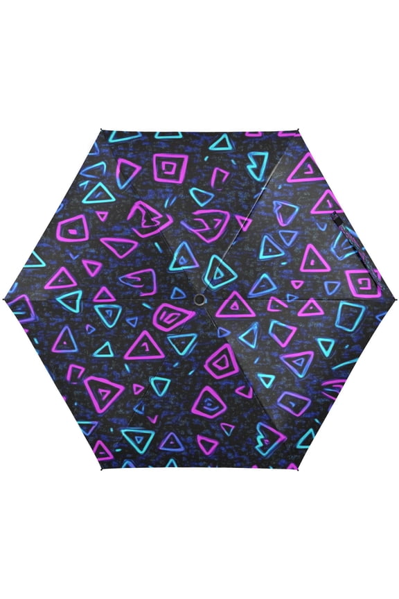 Modern Triangles Neon Pattern Umbrellas for Sun Auto Open Close UV50+ Waterproof 5-Fold Compact Fiberglass Frame