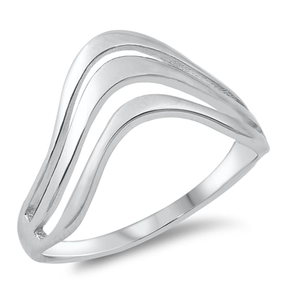 Modern Triple Wave Minimalist Sterling Silver Ring 925 Jewelry Female Male Unisex Size 8