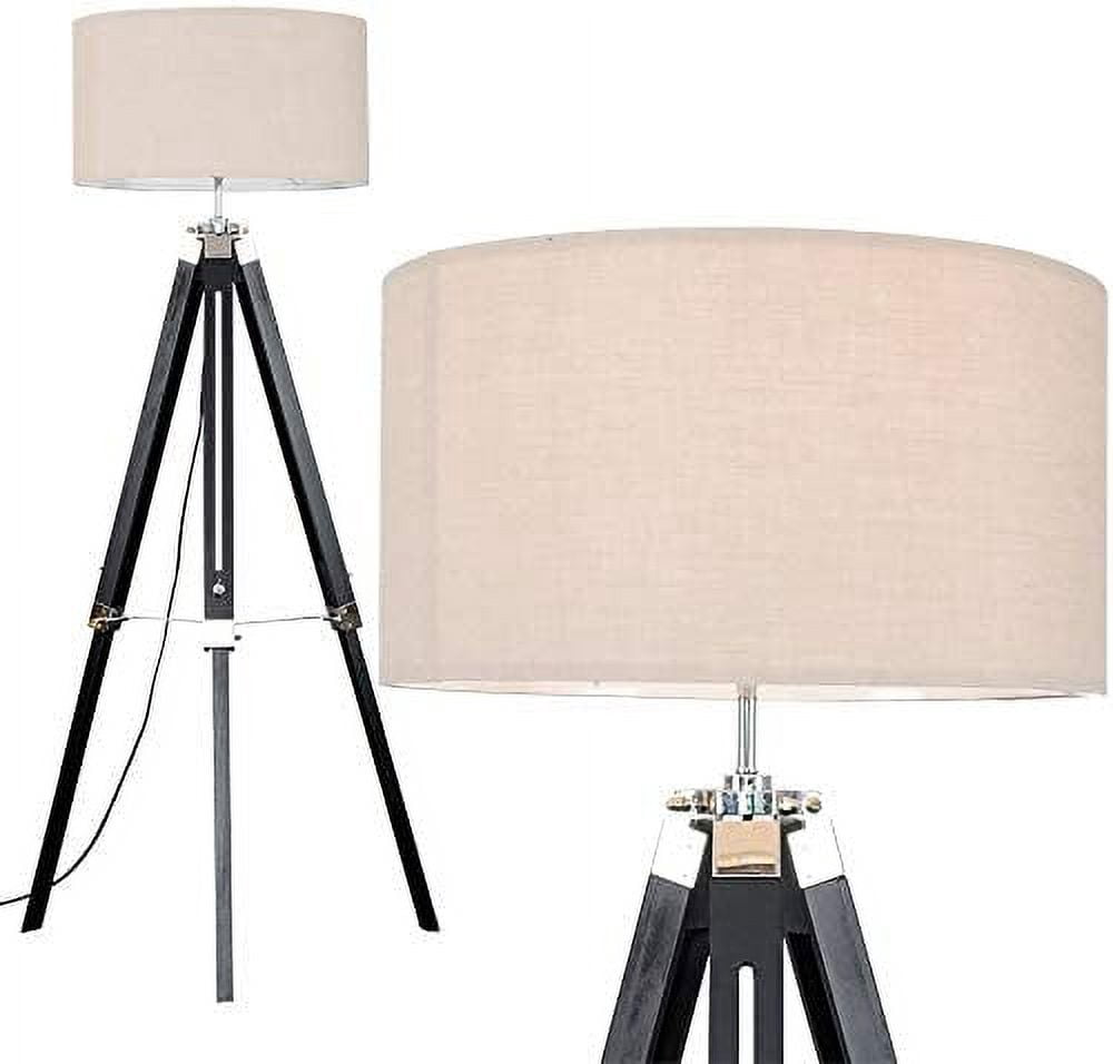 Modern Tripod Floor Lamp Black Wood (Without Shade) for Living Room Bedroom Office Decor