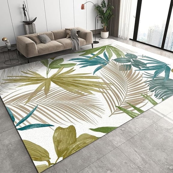 Modern Tropical Rainforest Plants Area Rug, Palm Tree Banana Leaves Collection Print Rugs, For Room Sofa Living Room Mat Bedroom Home Decor Floor Mats 2x3ft