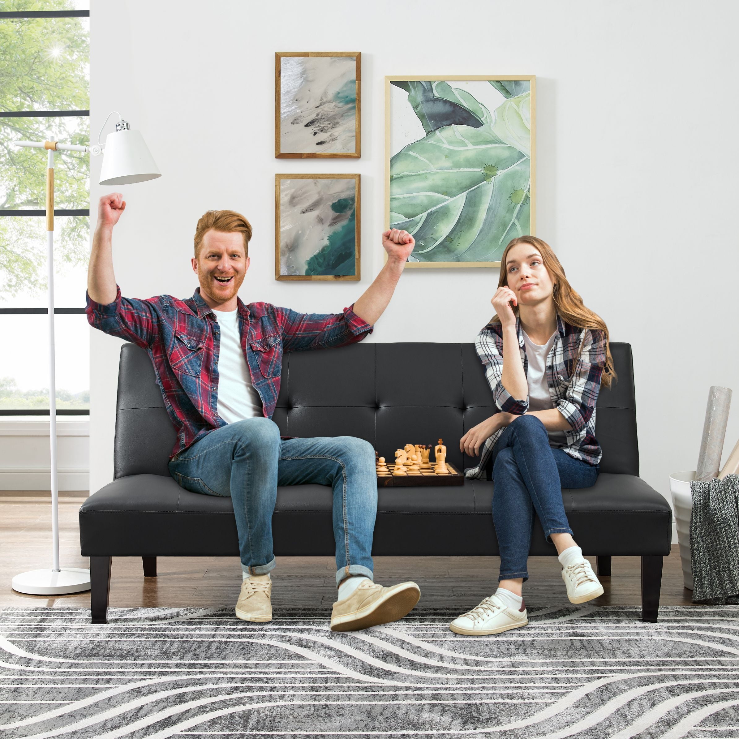 Modern Tufted Convertible Futon Sofa Bed, Folding Sofa Couch with