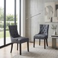 thumbnail image 1 of Modern Tufted Linen Dining Chair with Solid Wood Legs, Set of 2 - Grey, 1 of 10