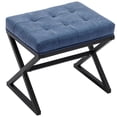 thumbnail image 1 of Modern Tufted Metal Legs Accent Stool, Blue, 1 of 8