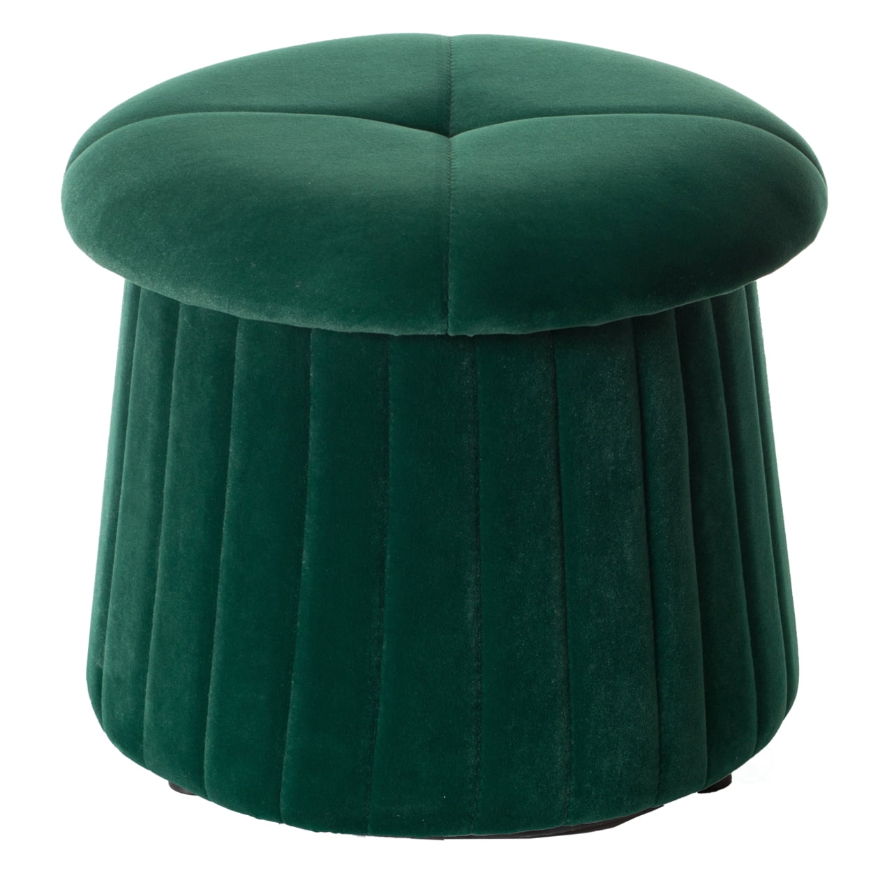 Green Velvet Tufted Round Storage Ottoman