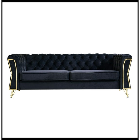 Modern Tufted Velvet Sofa 87.4 inch for Living Room