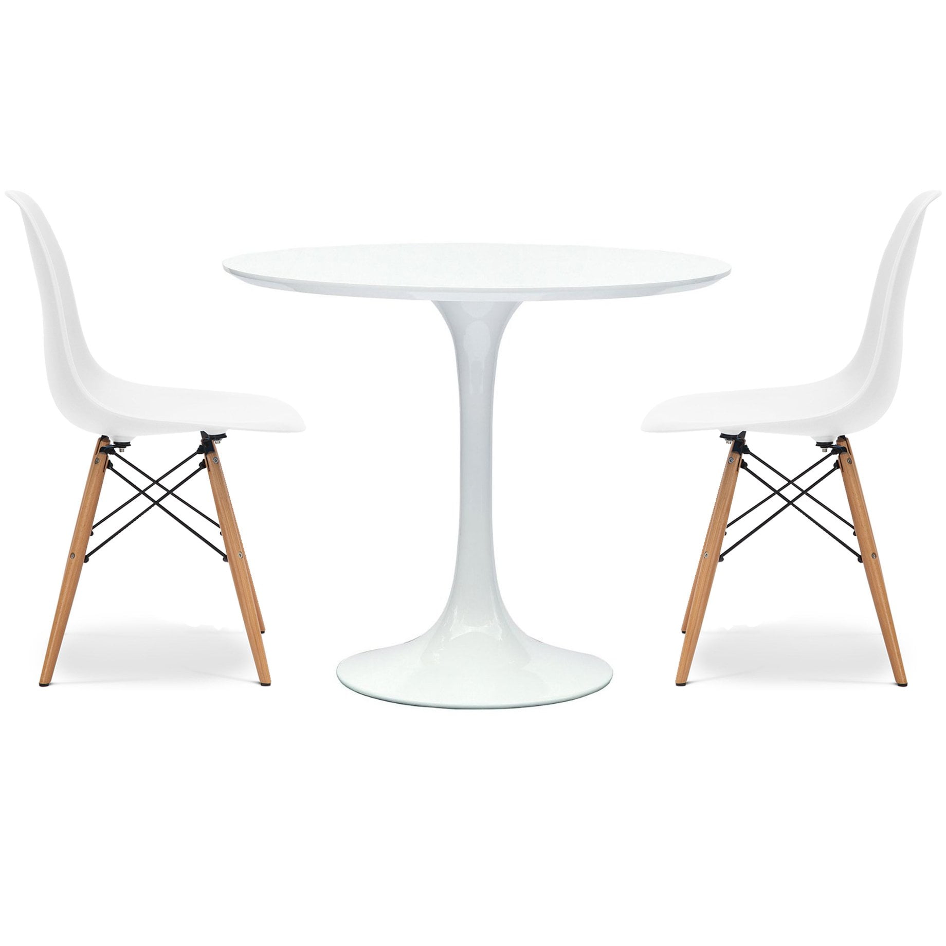 Modern Tulip Dining Table Set 30" and 2 Woodleg Chairs by Modholic