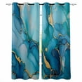 thumbnail image 1 of Modern Turquoise Blackout Curtains 84 Inches Long, Abstract Teal Gold Marble Textured Thermal Insulated Black Out Curtains, Darkening Window Curtain Drapes for Bedroom Living Room 52"x84" 2 Panels, 1 of 8