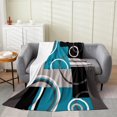 thumbnail image 1 of Modern Turquoise Decor Blanket Gray Black Blue Stripe Geometric Throw Blanket Throw 50x60 Retro Circle Swirls Fleece Blanket Modern Abstract Texture Color Art Bed Blanket, 1 of 5