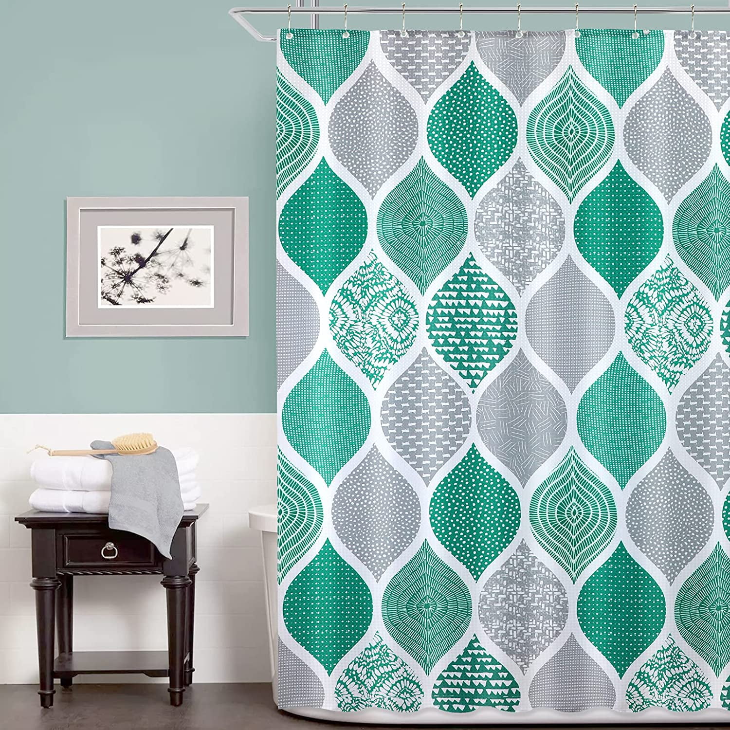 LANE LINEN Waffle Weave Shower Curtain - 72x72 Inch Heavy Duty Hotel Luxury Fabric, Water-Resistant, Quick Dry, French Blue