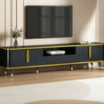 thumbnail image 1 of Modern Tv Stand For 80-89" Tvs, Cabinets, Drawer, Open Shelf, Black And Golden Theme 85" Entertainment Stand, Material, Look, Spacious Storage Options, 1 of 5