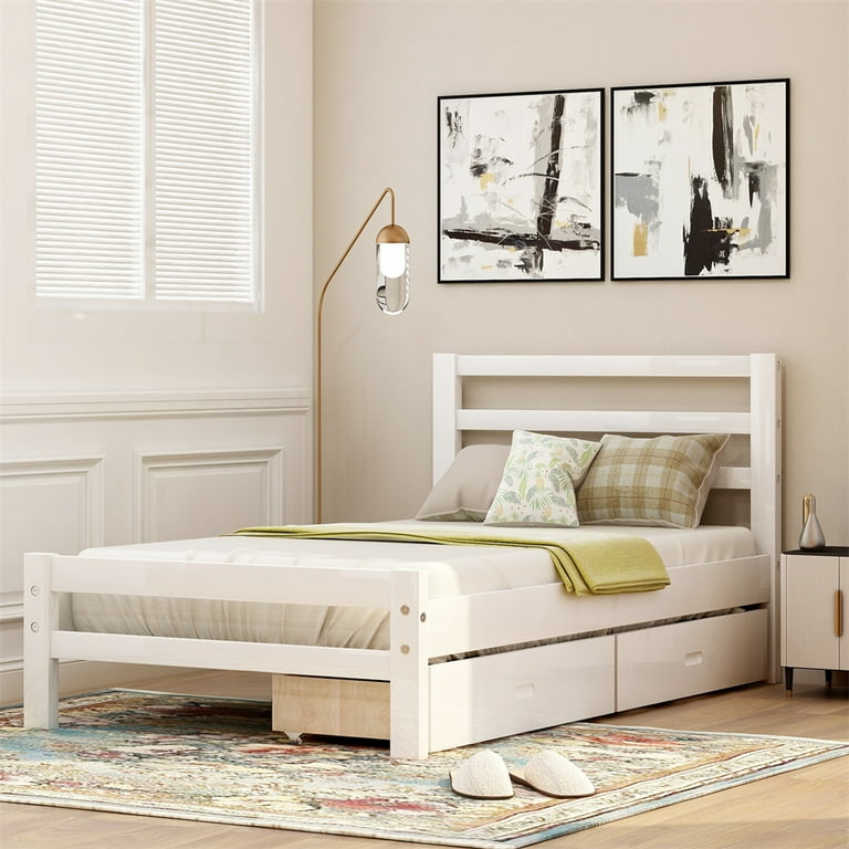 Solid oak sale twin bed