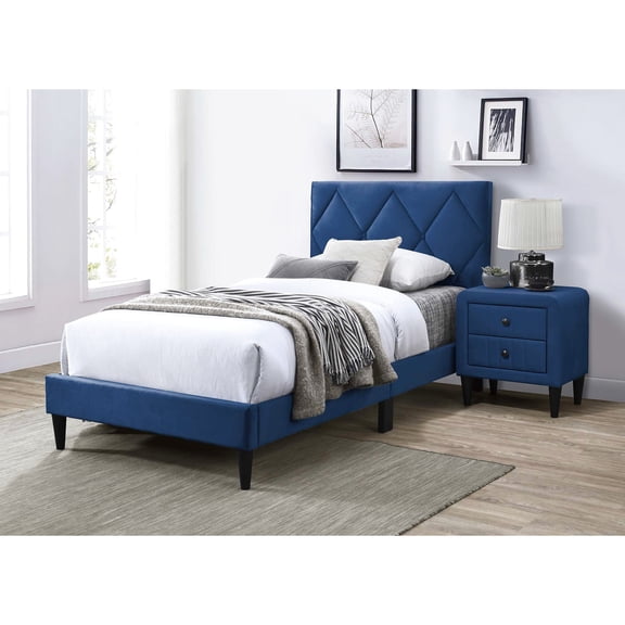 Modern Twin Bed with Adjustable Headrest and Diamond Stitching / Customize Your Bedroom Sleep Style