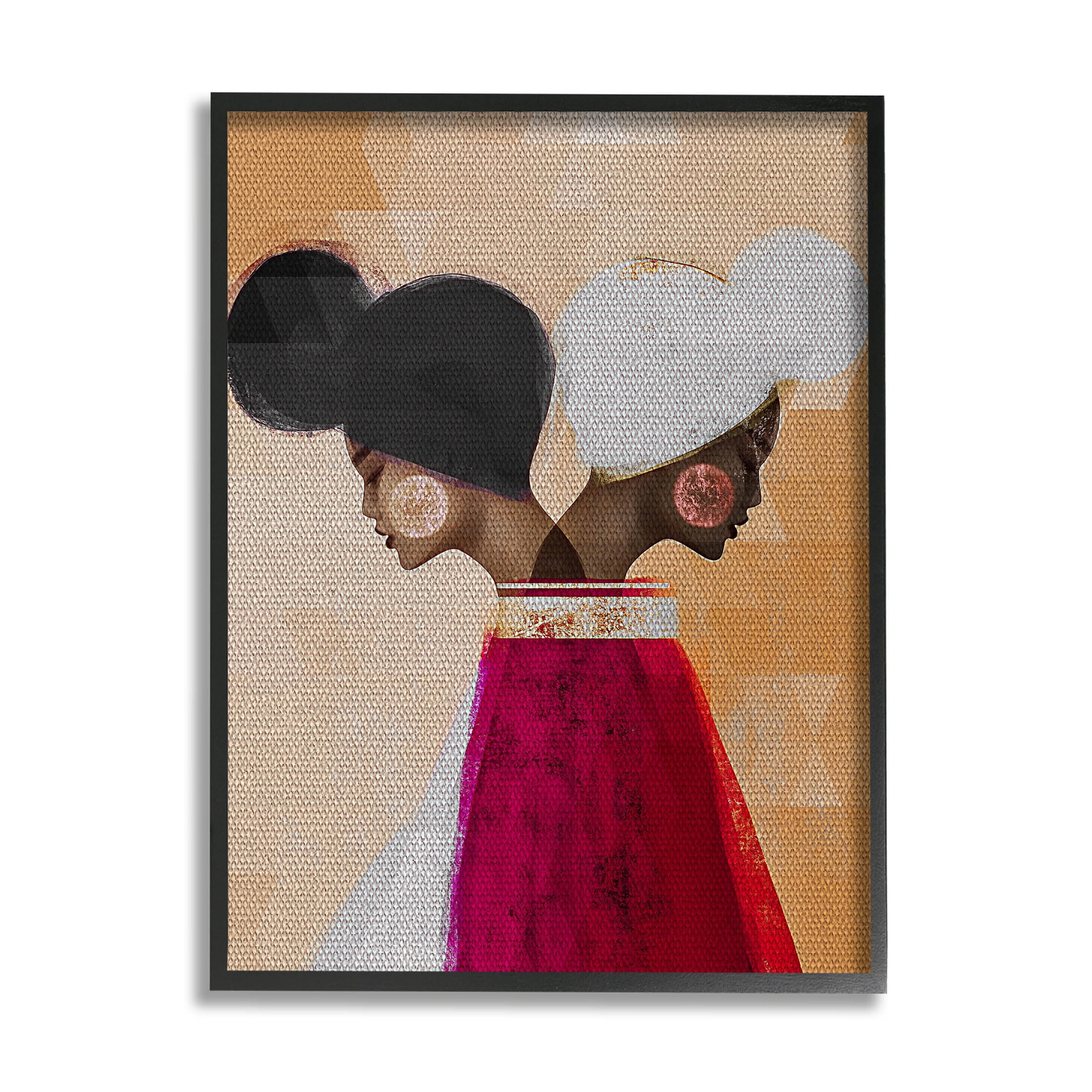 Modern Twin Girl Collage Abstract Graphic Art Black Framed Art Print Wall Art