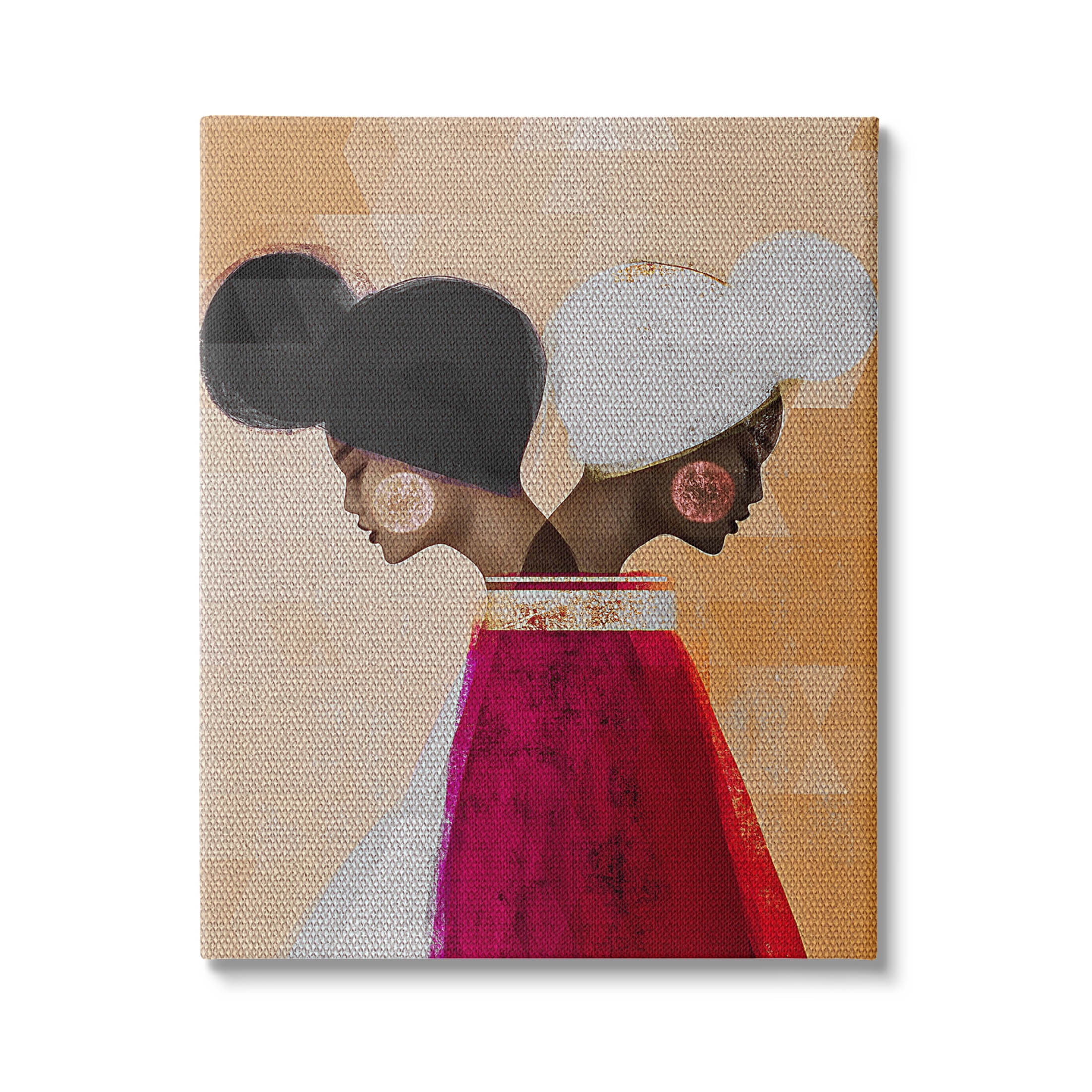 Modern Twin Girl Collage Abstract Graphic Art Gallery Wrapped Canvas Print Wall Art