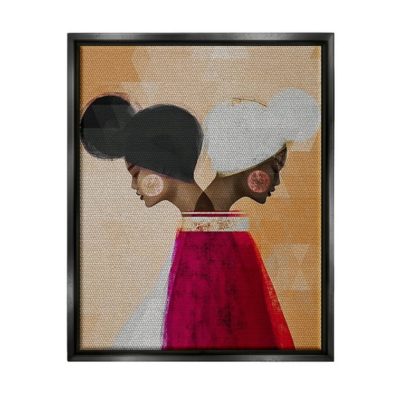 Modern Twin Girl Collage Abstract Graphic Art Jet Black Framed Art Print Wall Art