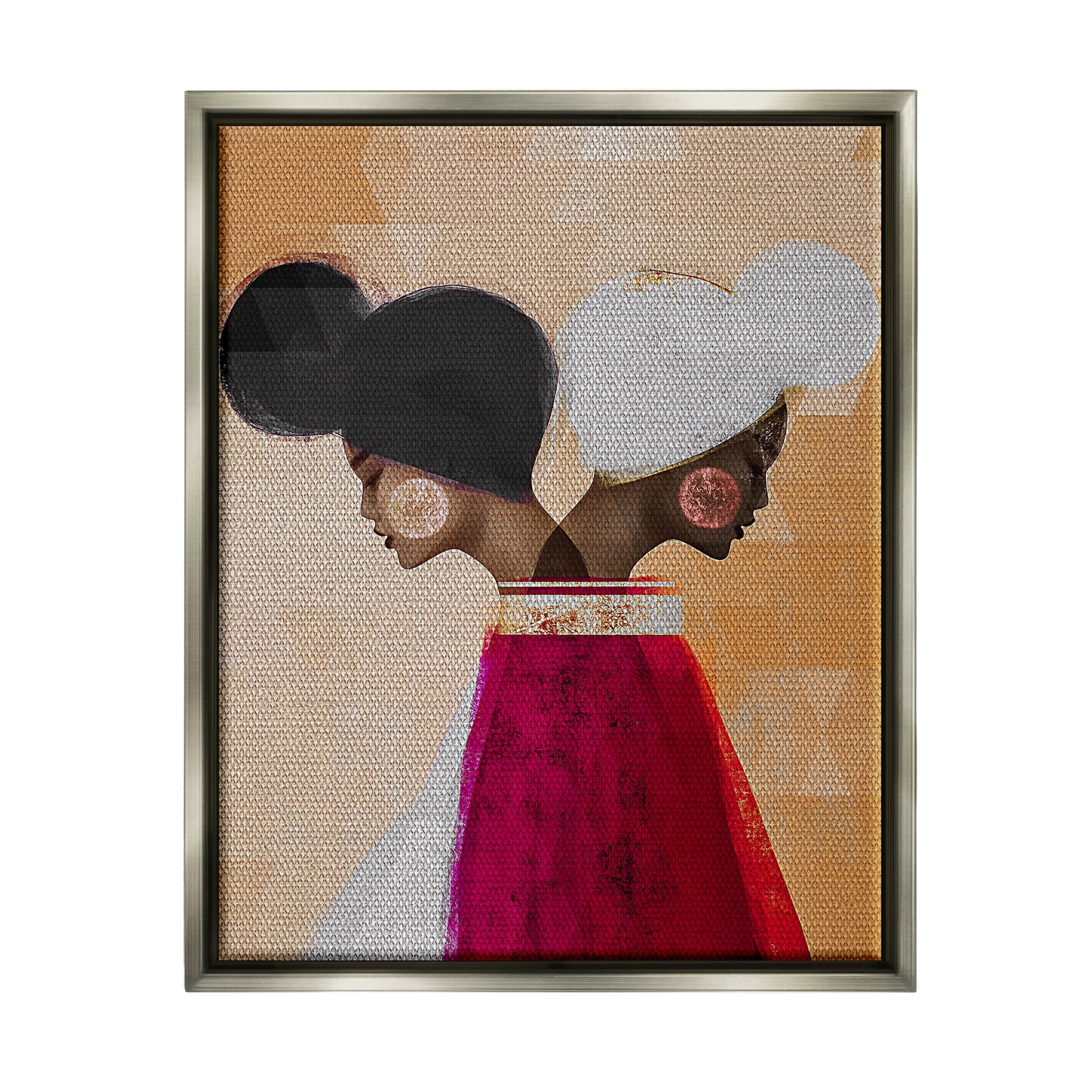 Modern Twin Girl Collage Abstract Graphic Art Luster Gray Framed Art Print Wall Art