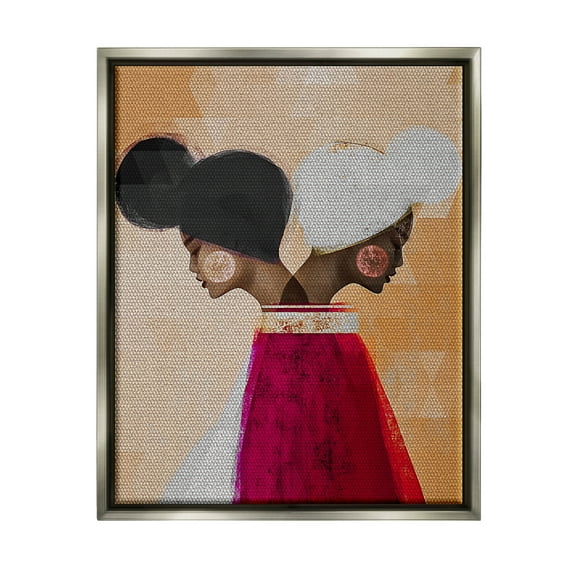 Modern Twin Girl Collage Abstract Graphic Art Luster Gray Framed Art Print Wall Art