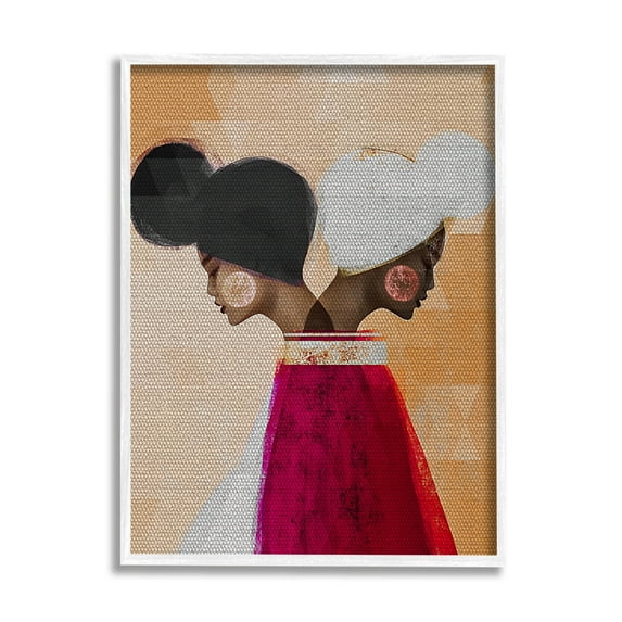 Modern Twin Girl Collage Abstract Graphic Art White Framed Art Print Wall Art