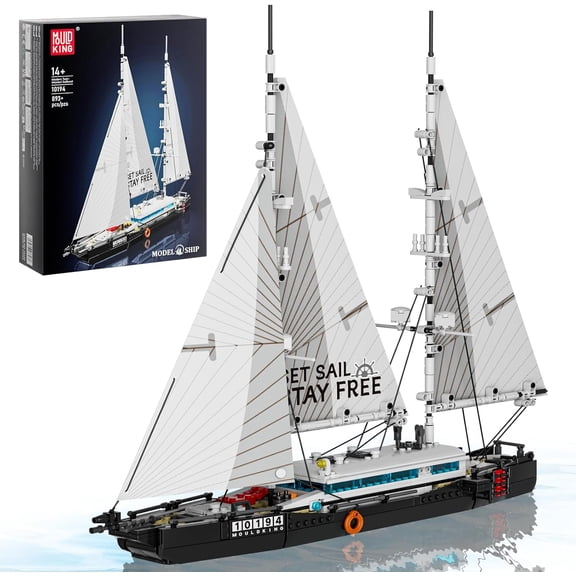 Modern Twin-Masted Sailboat Building Kits, Ocean Explorer Boat Model, House Decor for Teens to Play,(893 Pcs)