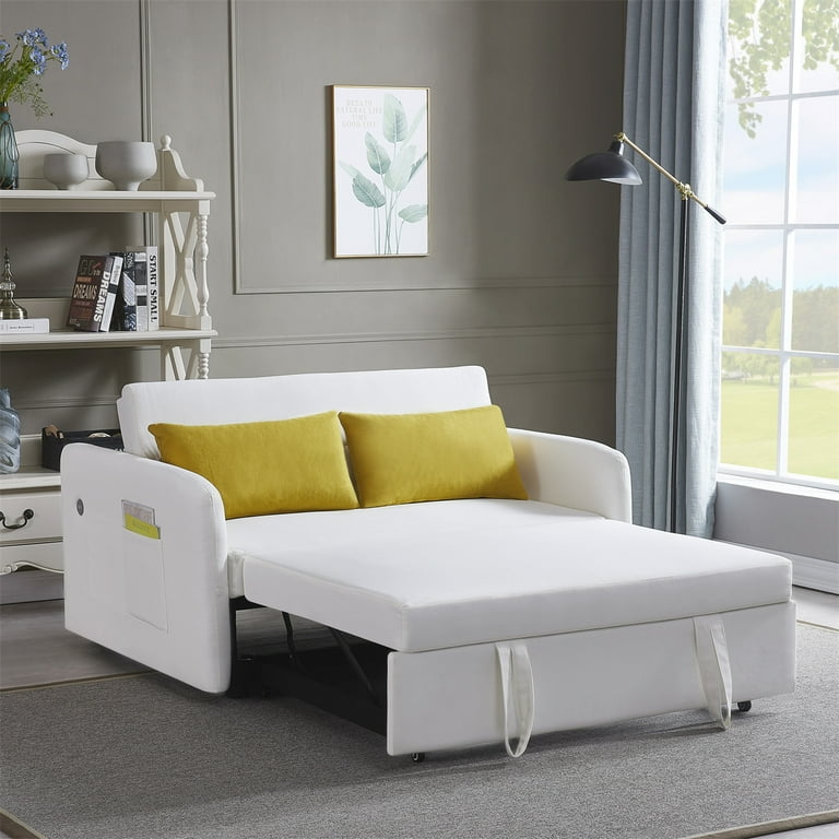 Small cream sofa bed discount