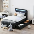 thumbnail image 1 of Modern Twin Upholstered Platform Bed With Led Frame And 2 Storage Options, Gray Linen Size Drawers For A Relaxing Bedroom Atmosphere,, 1 of 7