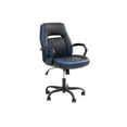 thumbnail image 1 of Modern Two-Tone Black And Blue 1pc Office Chair Casters Ultra Plush Faux Leather Seat Back Chair, 1 of 10