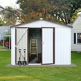 thumbnail image 1 of Modern Two-Tone Metal Shed 10ftx8ft - Rust-Proof Aluminum Construction with Transom Windows, Ideal for Lawn Mowers/Garden Tools Storage, 1 of 5