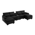 thumbnail image 1 of Modern U-Shape Sectional Sofa, Velvet Upholstered Modular Couch with Console Cup Holders and USB Charging Ports, for Living Room Office Apartment, 1 of 16