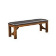 thumbnail image 1 of Espresso Walnut Backless Bench with Padded PU Seat, 60" Wide, Rubberwood Legs for Dining Room Entryway, Stylish & Durable Faux Leather Bench, 1 of 12