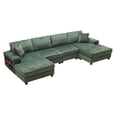 thumbnail image 1 of Modern U-Shaped Convertible Sectional Sofa, 4 Seaters Corduroy Upholstered Modular Couch With Double Chaise Lounge Arm Storage Cabinet For Living Room Apartment Office, 1 of 15