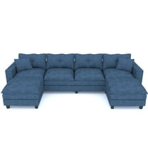 Modern U Shaped Sectional Sofa, 6 Seaters Chenille Upholstered Modular Couch With Movable Ottomans For Living Room Office