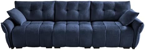 Modern U-Shaped Sectional Sofa with Ottoman, 142-inch Tufted Chenille ...