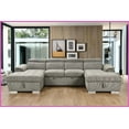 thumbnail image 1 of Modern U-Shaped Sleeper Sofa with Pull-Out Bed - 121-Inch Oversized Sectional with Double Storage Chaise for Living Room, Light Gray, 1 of 21