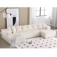 thumbnail image 1 of Modern U-shaped Corduroy Upholstered Sectional Sofa with 2 Chaise, 1 Double Seat Sofa and 8 Throw Pillow for Living Room, Bedroom, Office, White, 1 of 7