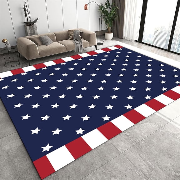 Modern USA Flag Area Rug,3x4ft,American Flag Stars Area Rugs,American Country Rug,Fourth of July Door Rug,Soft,Non-Slip,Foldable, Machine Washable,Easy to Maintain Carpet,oor All Indoor Areas