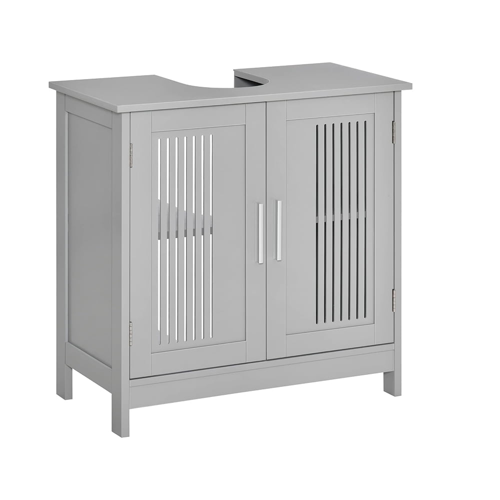 Modern Under Sink Cabinet with 2 Doors, Pedestal Under Sink Bathroom Cupboard, Bathroom Vanity Cabinet with Adjustable Shelves, Gray