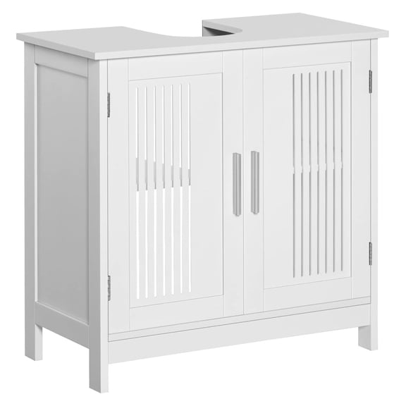 Modern Under Sink Cabinet with 2 Doors, Pedestal Under Sink Bathroom Cupboard, Bathroom Vanity Cabinet with Adjustable Shelves, White