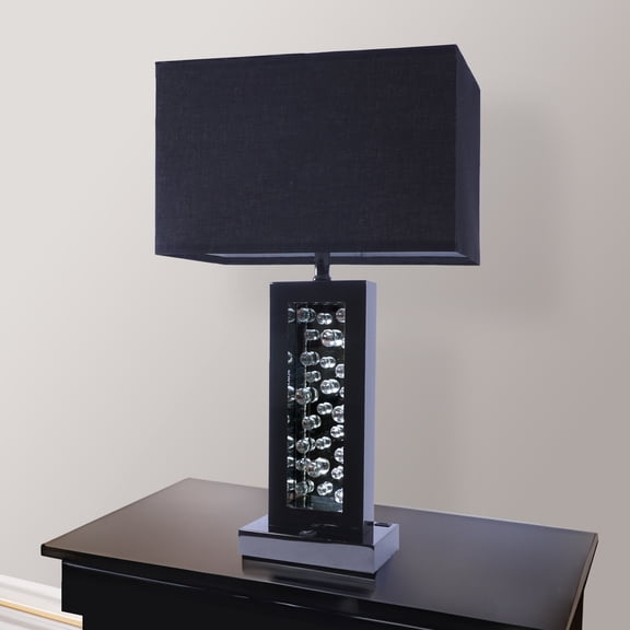 Modern Unique Glass Bubble Column Clean Rectangular Shade 1pc Lamp Ambient Glow Black Nickel LED