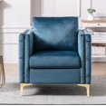 thumbnail image 1 of Modern Upholstered Accent Armchair Tufted Button Club Chair with Metal Legs, Living Room Single Sofa Chair Velvet Lounge Armchair with Nailhead Trim, Teal, 1 of 8