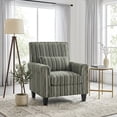 thumbnail image 1 of Modern Upholstered Accent Chair with Nailhead Trim, Green and White Striped Armchair, 1 of 10