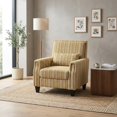 thumbnail image 1 of Modern Upholstered Accent Chair with Nailhead Trim, Yellow and White Striped Armchair, 1 of 10