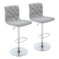 thumbnail image 1 of Modern Upholstered Bar Stool with Back Set of 2, Armless 360° Swivel Adjustable Height Linen Padded Bar Chair for Kitchen Island, Dining Room, or Café (Light Gray), 1 of 9