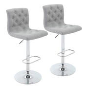 Modern Upholstered Bar Stool with Back Set of 2, Armless 360  Swivel Adjustable Height Linen Padded Bar Chair for Kitchen Island, Dining Room, or Caf  Light Gray