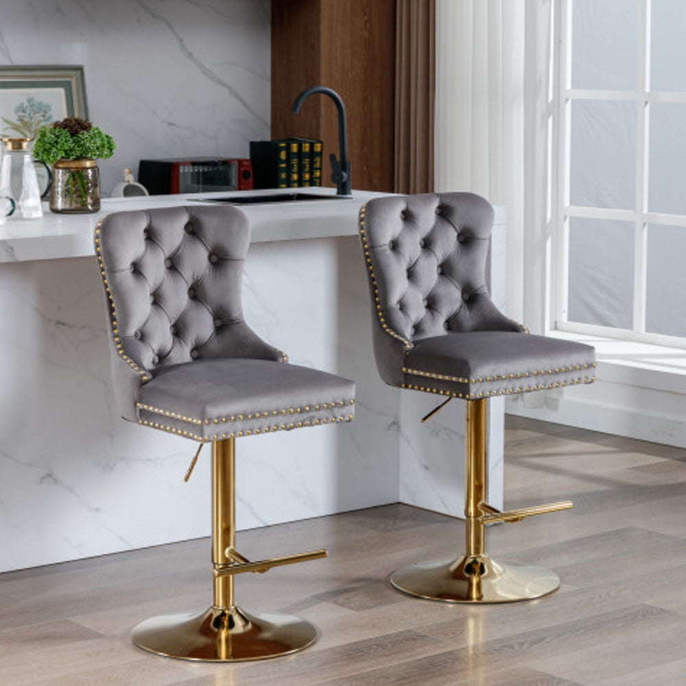 Modern Upholstered Bar Stools with Backs Comfortable Tufted for Home ...