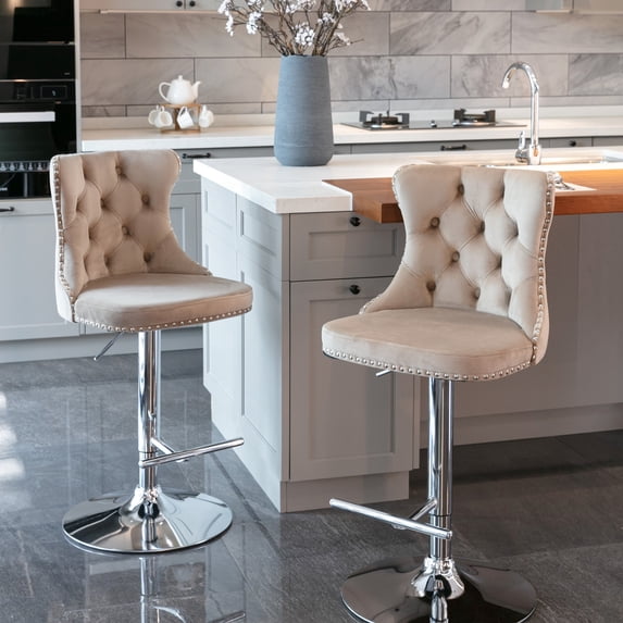 Modern Upholstered Barstools with 25 - 33 Inch Adjustment / Comfort in Pub and Home